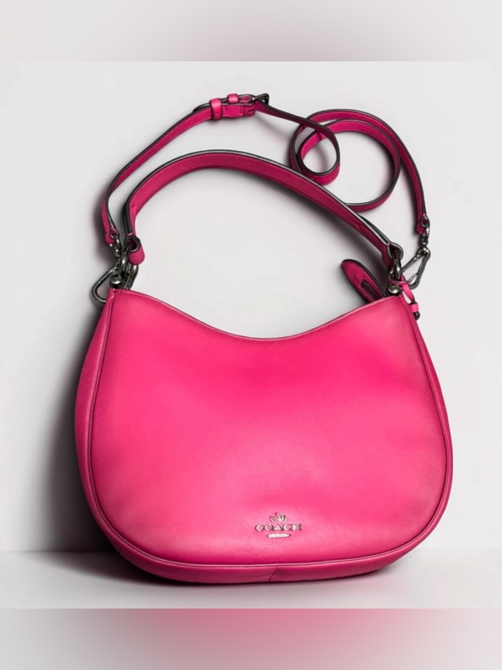 Coach Hot Pink Leather Hobo Shoulder Bag